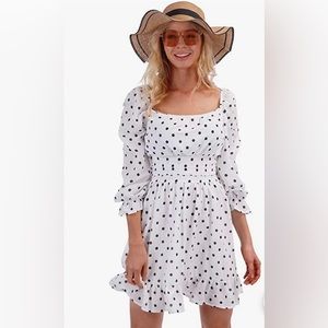 Ruffled, polka dot, tie back casual/cocktail summer dress XL
